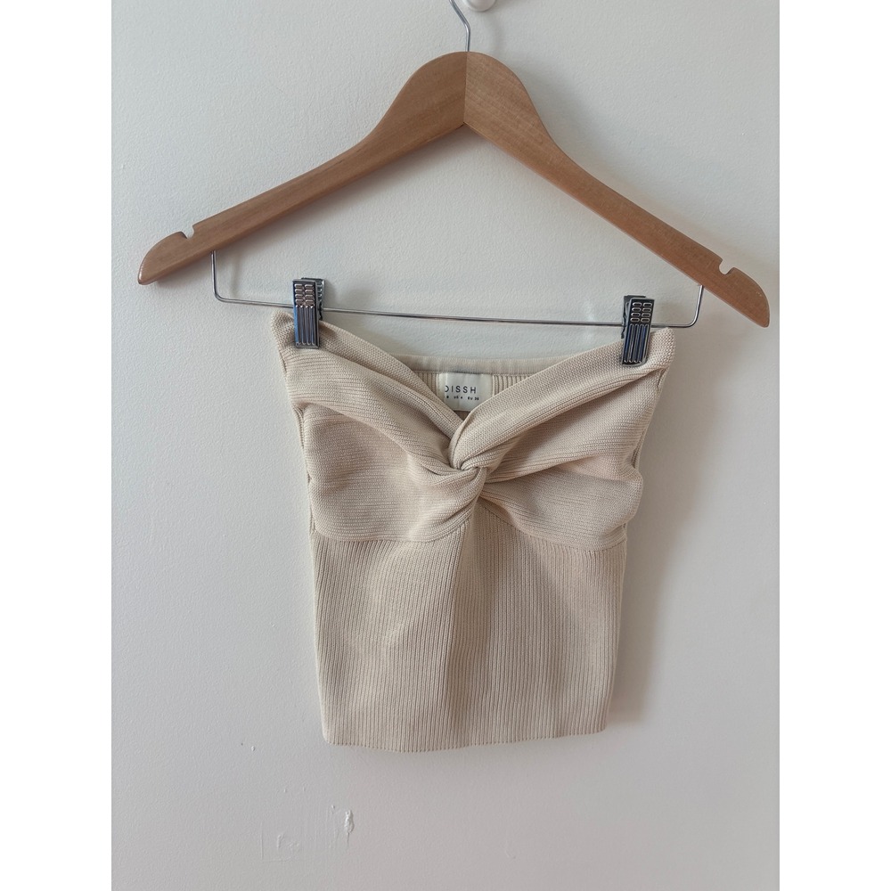 Dissh Cream Ribbed‎ Twist Front Tube Top Size 4